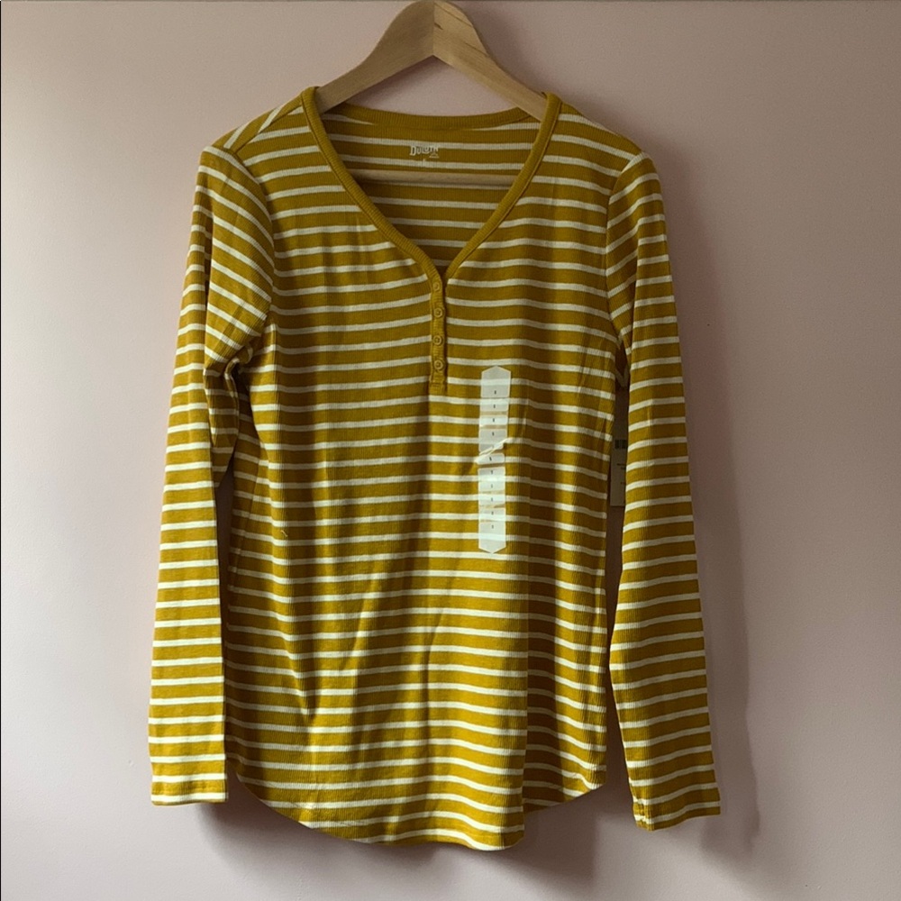 NWT DULUTH trading Co Yellow Striped Long Sleeve Shirt